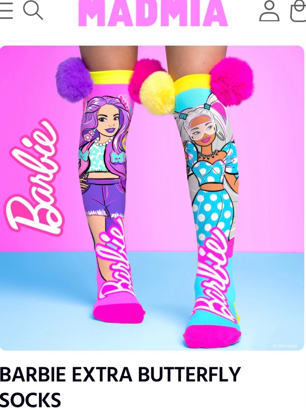 Barbie Knee-High Socks in Hot Pink, Purple, Cyan & Yellow